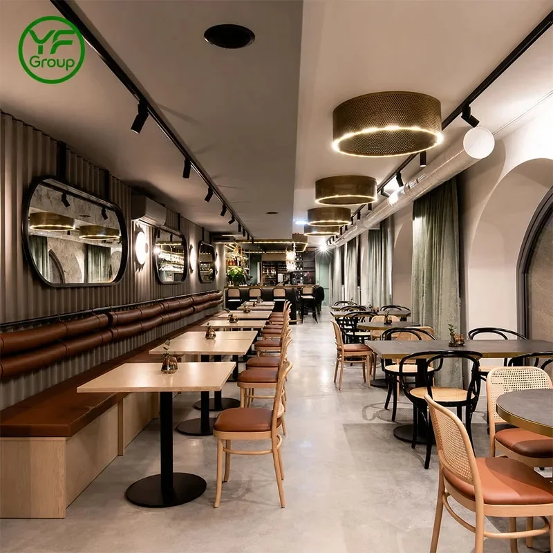 Premium Leather Restaurant Furniture Booth Solid Wood Frame Commercial Banquette Custom Booth Seating for High End Dining Venues