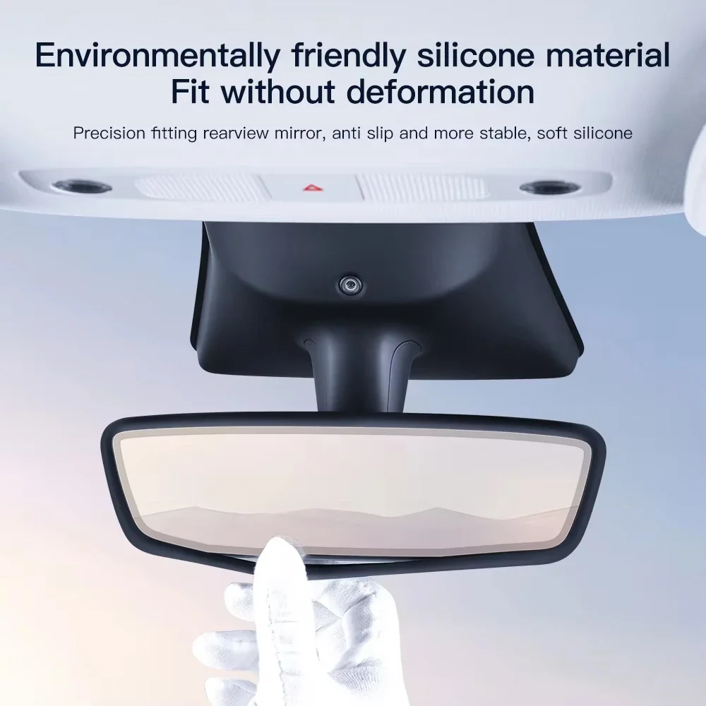 For Tesla Model Y Rear View Mirror Protector Frame Silicone Rearview Mirror Cover Sleeve Tesla Non-Slip Decoration Accessory image 4