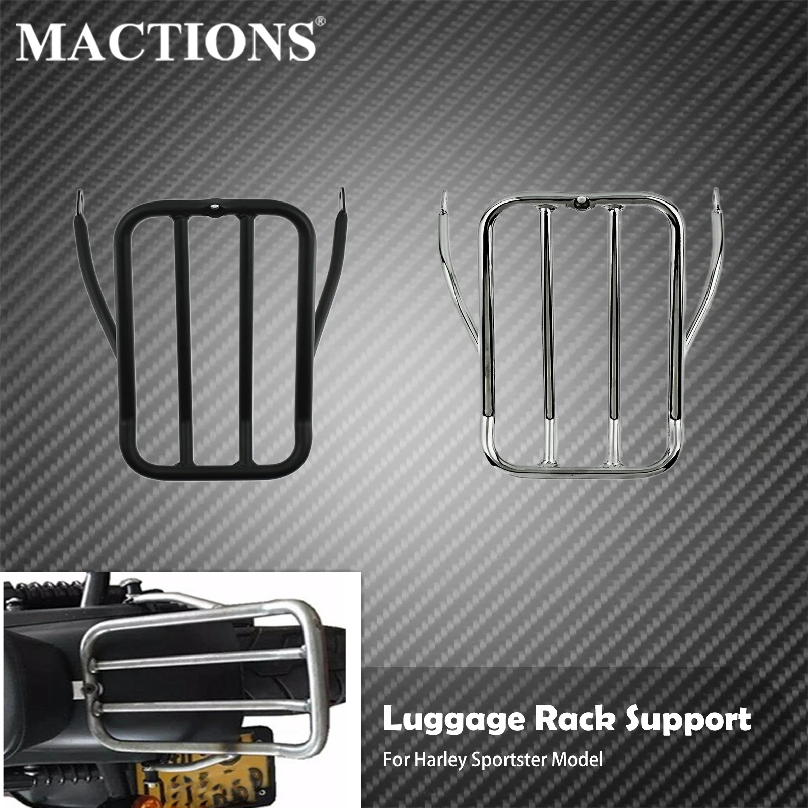 

Motorcycle Sissy Bar Backrest Luggage Solo Shelf Frame Rack Black/Chrome Metal For Harley Sportster XL 883 XL1200 Forty Eight