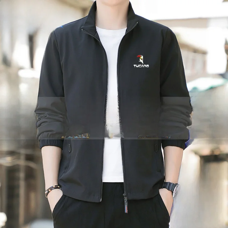 

TUCANO Spring Autumn Men's Jaet Spor Thin Stand Collar Loose Color Trendy Breathable Outerwear Stand Fit Long Sl...