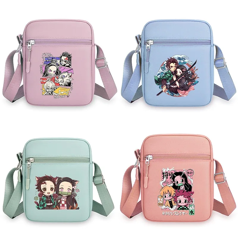 Demon Slayer Crossbody Bag Cartoon Anime Pattern Printed Shoulder Bags Boys Girls Fashion Wallets Christmas Birthday Party Gift