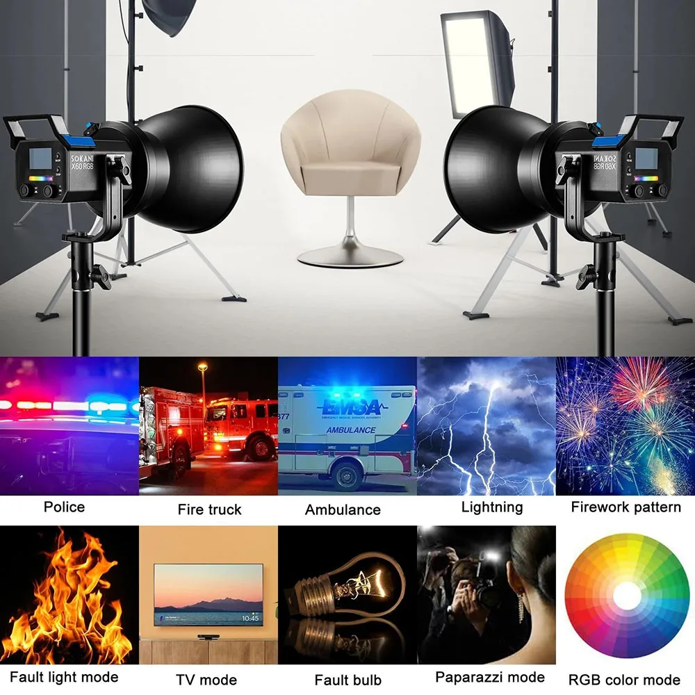 Imagem -06 - Sokani X60 Rgb Conduziu a Luz de Vídeo App Controle Remoto Bowens Montagem ao ar Livre Fotografia Iluminação Cob Luz do Dia para Estúdio Vídeo Registro