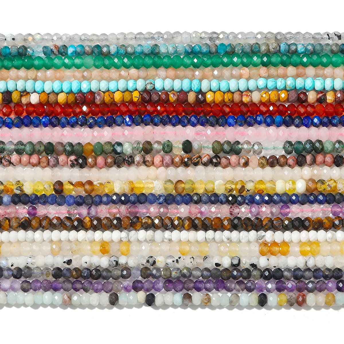 

Natural Stone 4x2mm Round Faceted Flat Rondelle Spacer Beads Crystal Bead For DIY Jewelry Making Bracelet Necklace Accessory