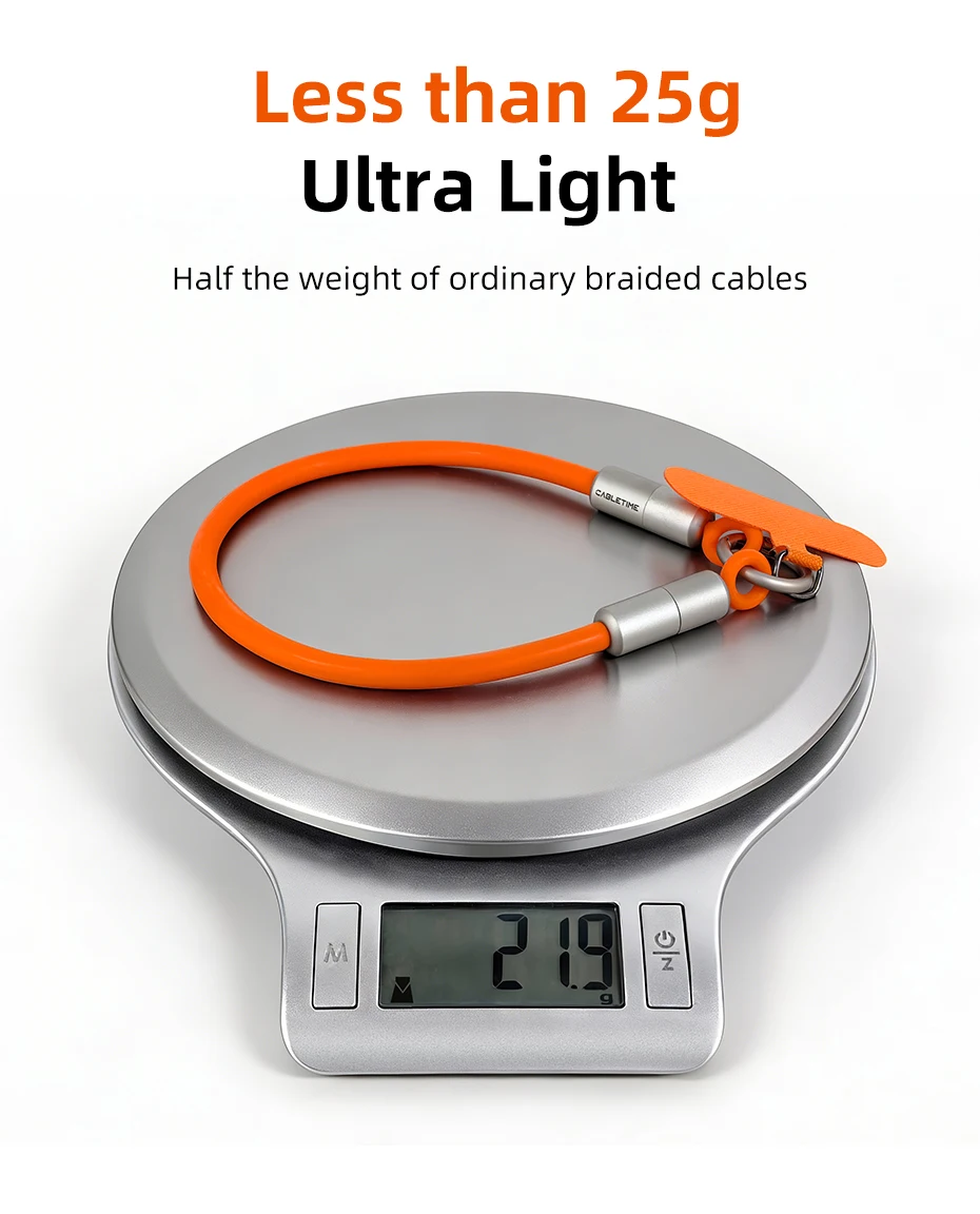 CABLETIME USB-C-Kabel PD60W Schnellladung Schlüsselband Typ-C-Kabel 480Mbps USB 2.0 Schnelle Übertragungsgeschwindigkeit Schlüsselanhänger 25g für Smartphones – Detail 5