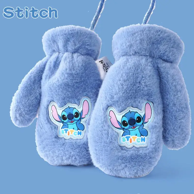

Warm Plush Winter Mittens Kids Cold Weather Cozy Soft Cute Fluffy Handwear Fashion Gift Child Gloves Stitch Anime Kawaii Cartoon