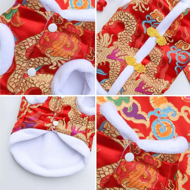 Spring Festival Pet Clothes Warm Cat Cheongsam Winter Pet Clothes Thickened Comfortable Chinese New Year Vest For Cat Dog Kitten