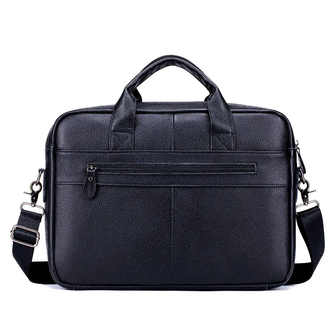 Large Genuine Leather Protable Briefcase Bussiness Cow Leather Laptop Bag For Man Multfunctional Male Shoulder or Crossbody Bag