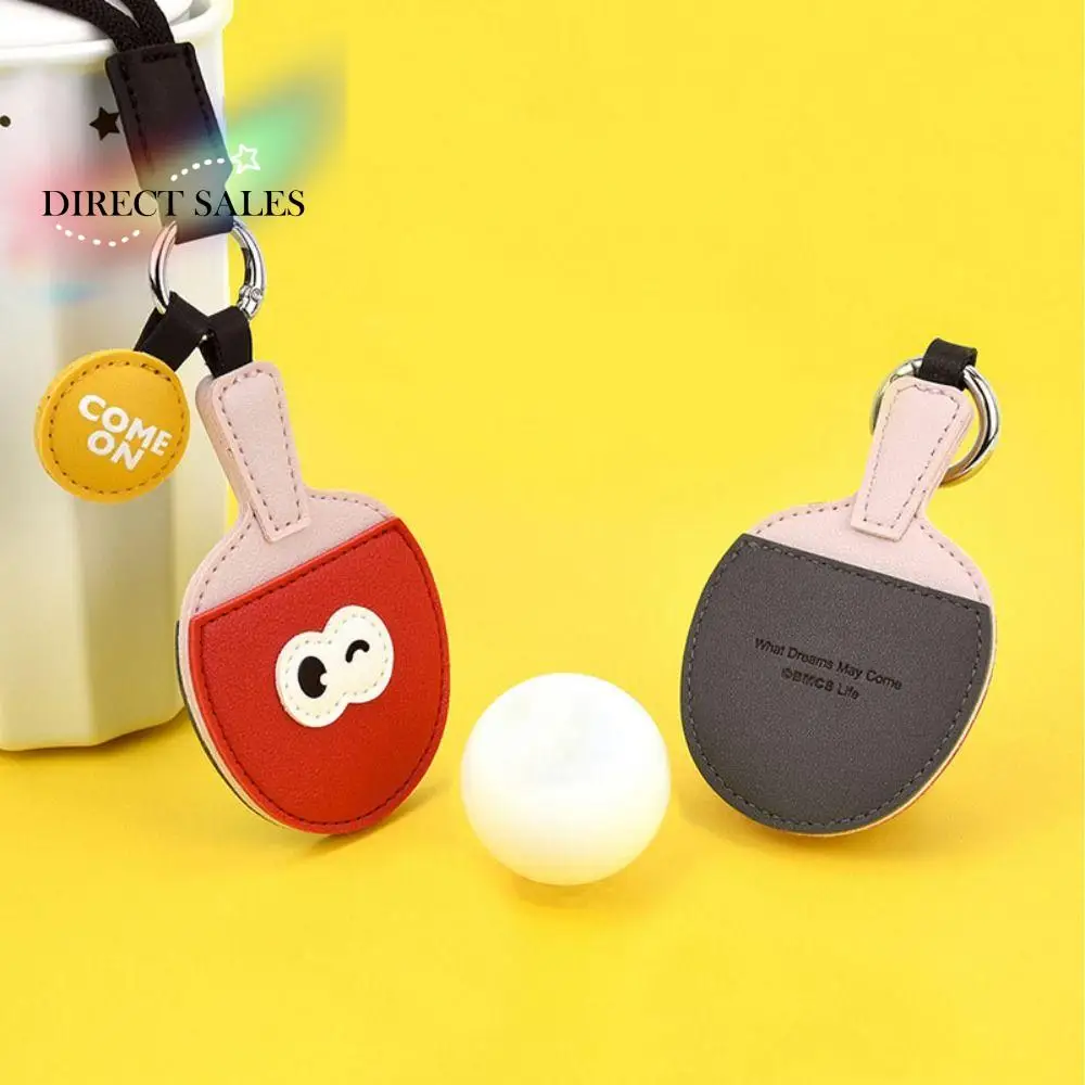 Wrist Strap Table Tennis Leather Pendant Hand-sewn Anti-lost Ping Pong Racket Pendants Trinket Ins Badminton Cartoon Keychain