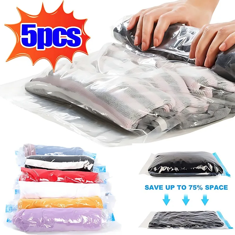 Clothes Compression Storage Bags Hand Rolling Clothing Vacuum Bag Packing Sacks Travel Space Saver Bags for Luggage Seal Bags