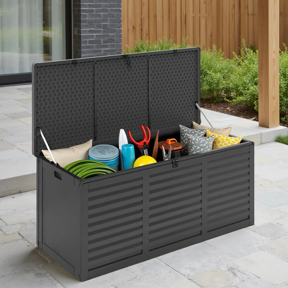 

Resin Deck Box 130 Gallon, Lockable & Waterproof Outdoor Storage, UV-Resistant Patio Box for Cushions, Tools, and Outdoor Access