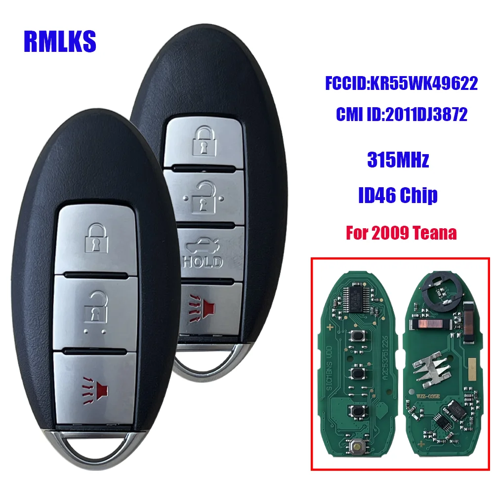 New Keyless Fob Smart Key Prox For Nissan Altima Maxima Murano 07-14 KR55WK48903 KR55WK49622 Car Smart Remote Key 315Mhz