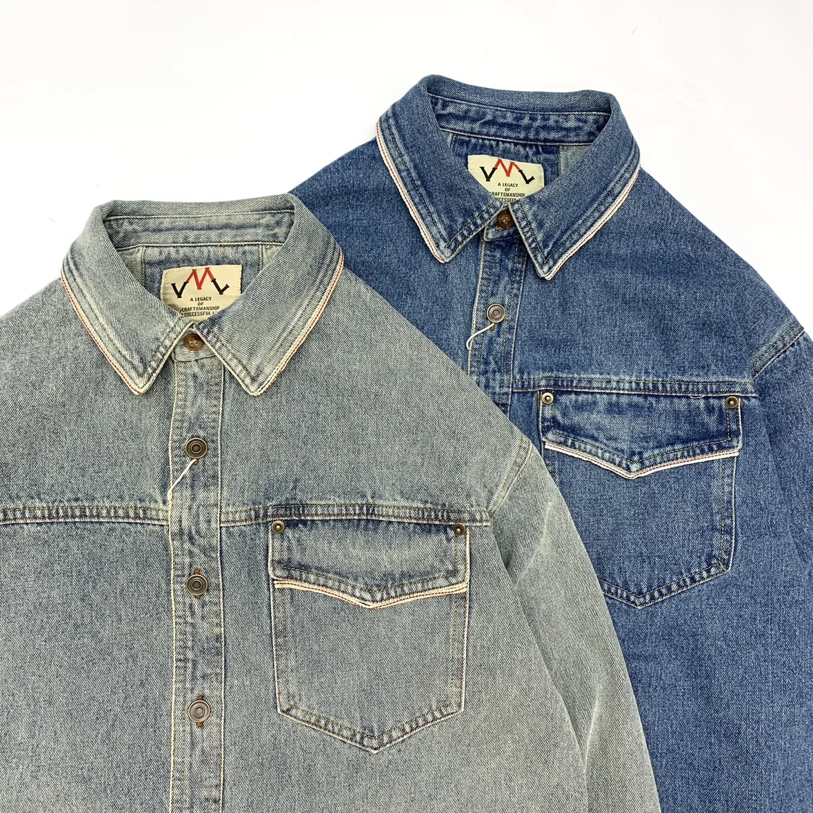 

American-style washing old denim shirt men's thick loose Ami Kaji Japanese retro work jacket