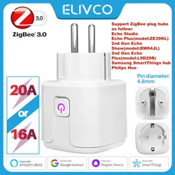 Zigbee 3.0 Smart Plug EU 16A/20A Smart Socket With Power Monitor Timing Voice Control Works Whit Alexa Google Home Alice