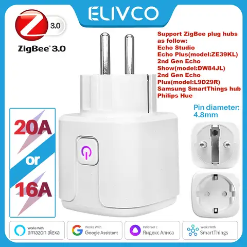 Smart Plug Zigbee EU 16A/20A Smart Socket With Timed countdown Voice Control Works Whit Alexa Google Home Alice