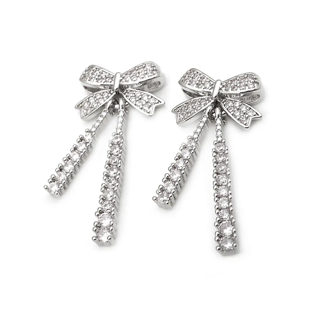 4PCS Brass Zircon 2 Holes Bow-knot Connect Charms Pendants Necklace Earrings Diy Jewelry Accessories Rosediy official-website