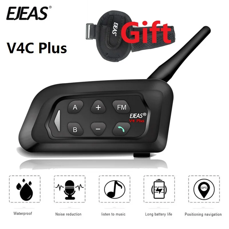 EJEAS V4C Plus Referee Intercom Headsets 2-4 Group Bluetooth Full Duplex Communicator Soccer Handball Football Hockey Interphone