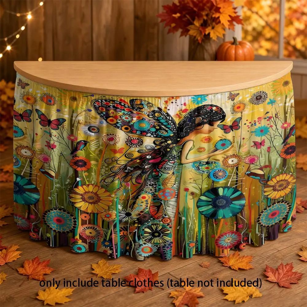 2D multi-functional tablecloth, fairy flower print, home decoration, dining table, office desk