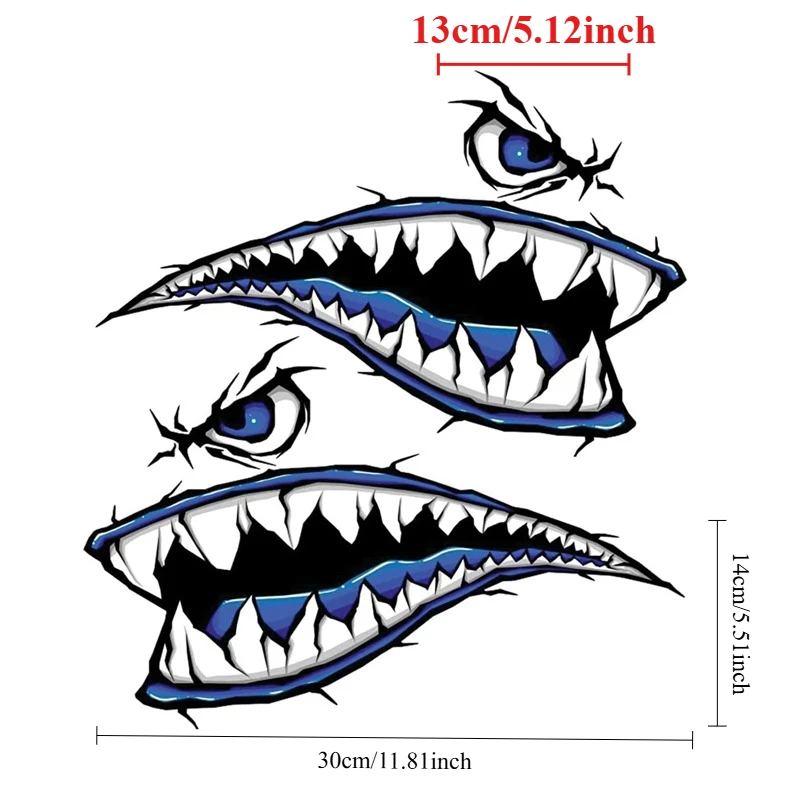2 قطعة أسنان القرش الفم قارب ملصقات مقاوم للماء DIY بها بنفسك قارب صيد قوارب الكاياك الزورق سيارة شاحنة واقية من الشمس تعديل شارات الفينيل #2