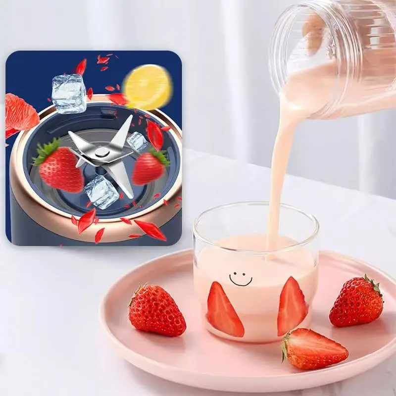 Portable Fruit Juicer Mini Blender USB Rechargeable 6 Blade Wireless Smoothie Maker Mixer