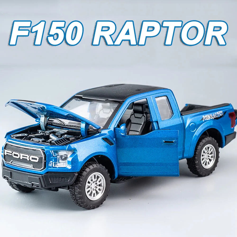 1:32 Pickup F150 Mammoth Model Toys Metal Diecast Off-road Vehicles Sound Light Doors Opened Pull Back for Boys Educational Toys