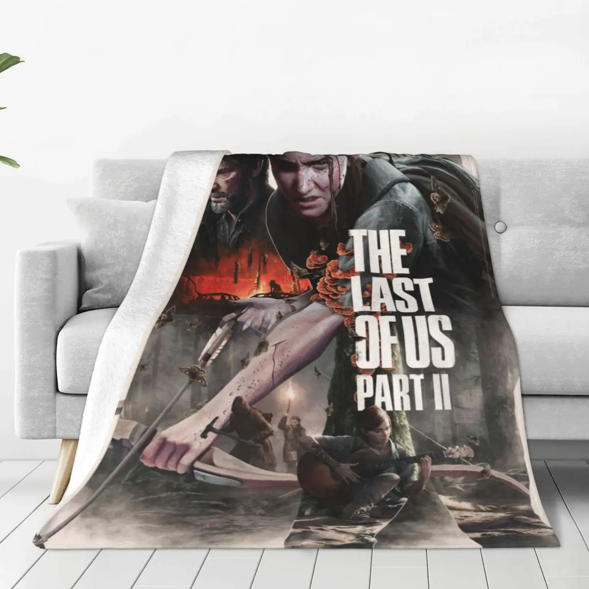 The Last Of Us Horror Movie Blanket Cover Joel Ellie Plush Throw Blanket Bedroom Sofa Portable Ultra-Soft Warm Bedsprea