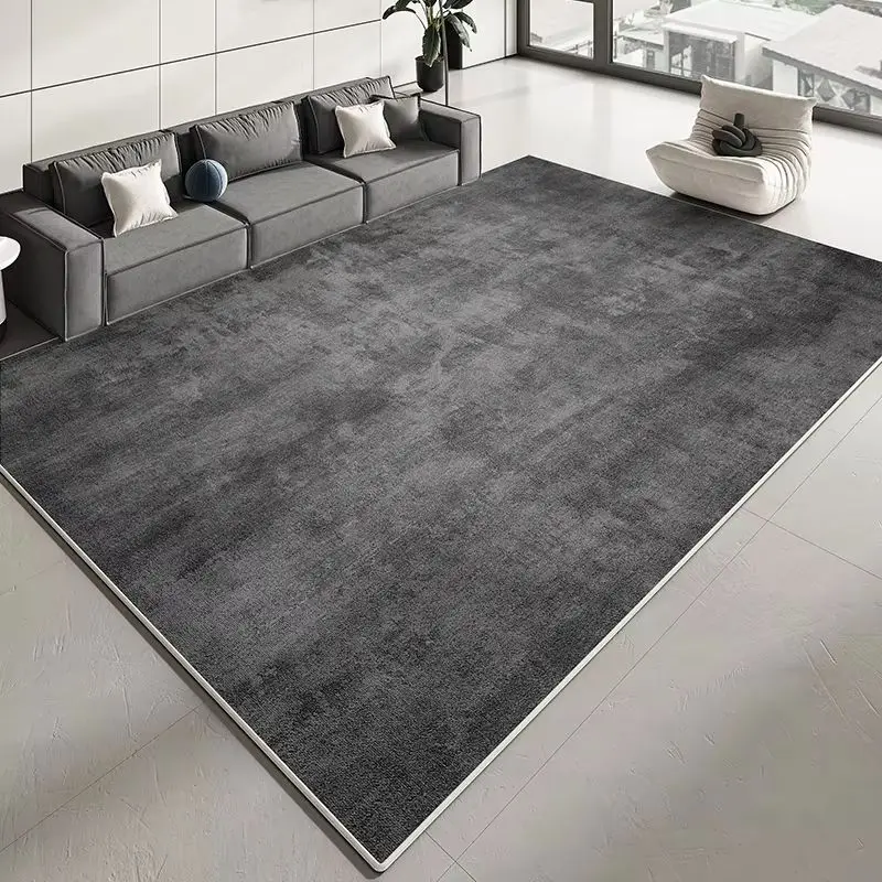 VIKAMA Simple Dark Grey Living Room Rug Soft Non‑Slip Faded Large Floor Carpet For Bedroom Dining Room Modern Home Decoration