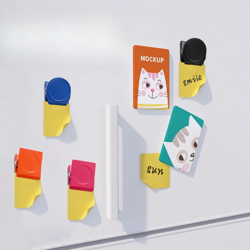 5pcs Magnetic Metal Clip Pastel-Colored Post-it Holder Multi-Functional Photo Clip Student & Office Stationery Clip