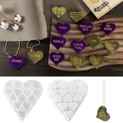 English Love Heart Pendant Keychain Silicone Mold Diy Crystal Drip Valentine's Day Gift Hanging Jewelry Making Moulds