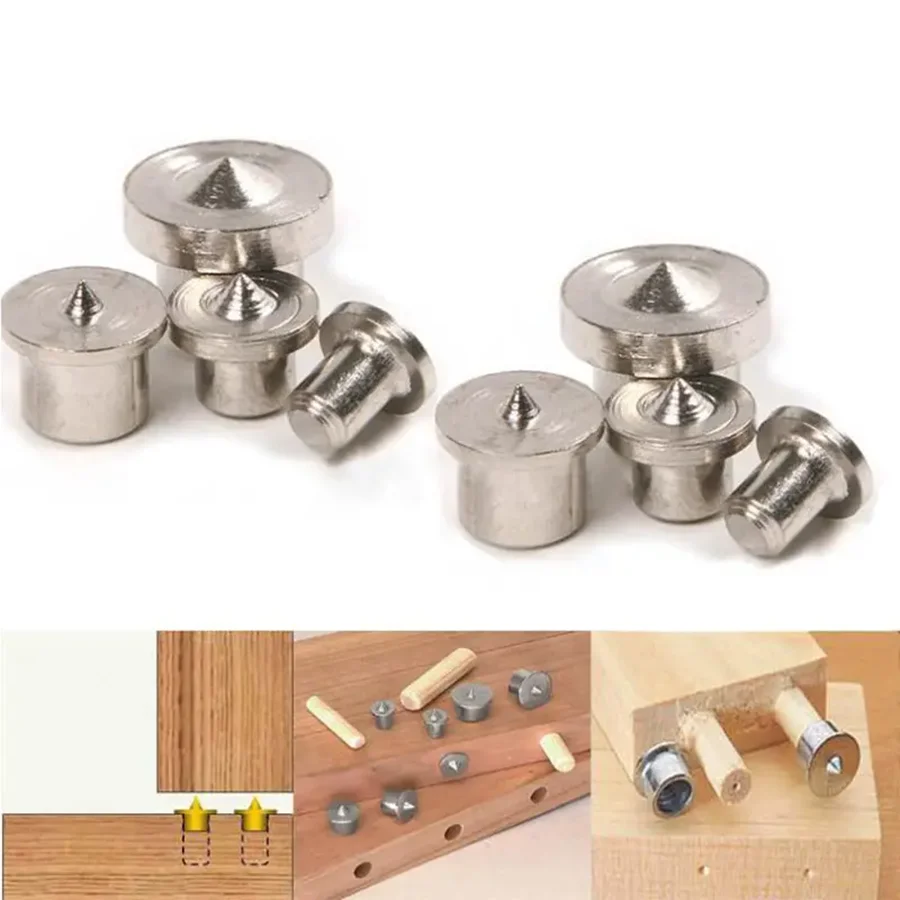 Herramientas de carpintería, juego central de pasador 1/4, localizador superior de carpintería, punzón de madera redonda, perforación de punto de centrado de muebles de madera, 8 Uds.