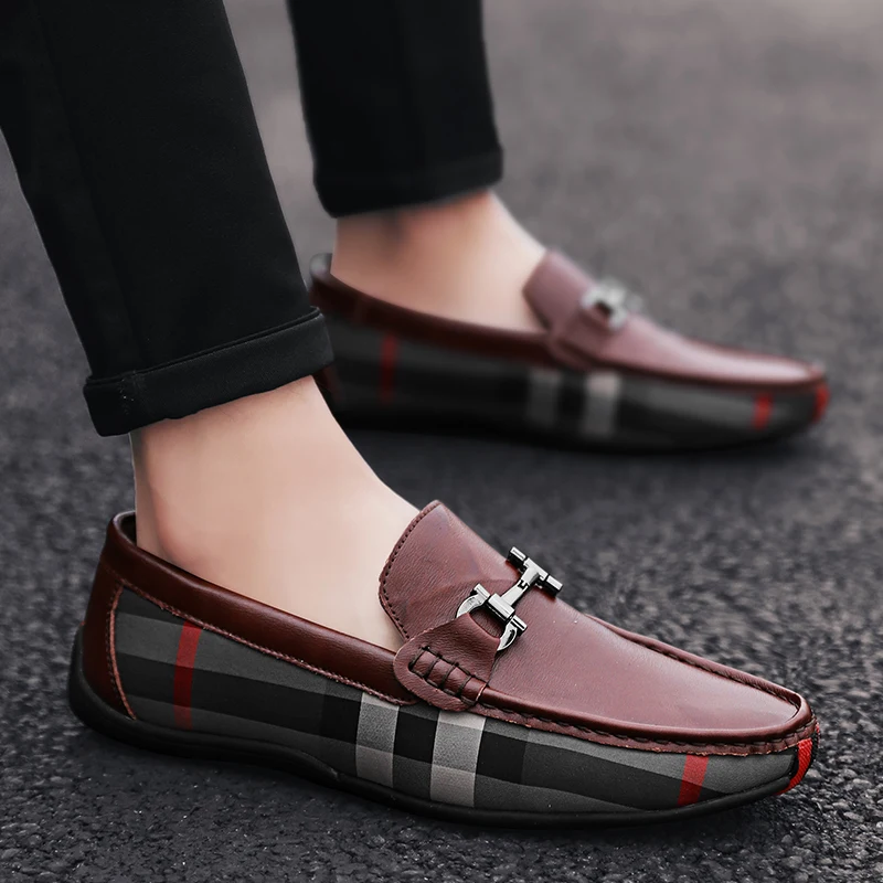 Men Shoes Designer Brand Fall Loafers Shoes Man High Quality Genuine Leather Canvas Fashion Drive Comfy Classic Boat Shoes Men