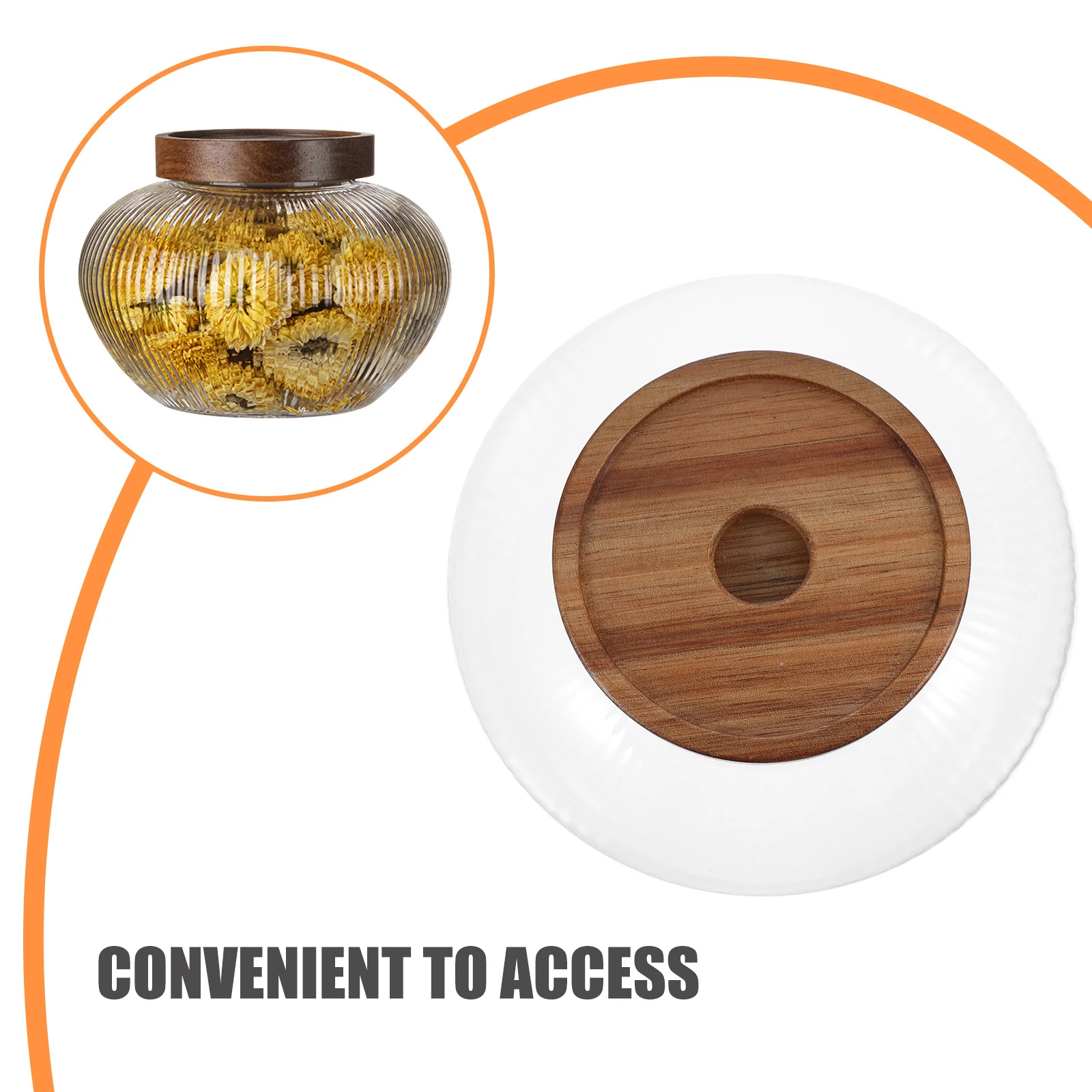 

1Pcs Premium Glass Tea Canister Wood Storage Jar Sealed Container Dust-Proof Kitchen Storage