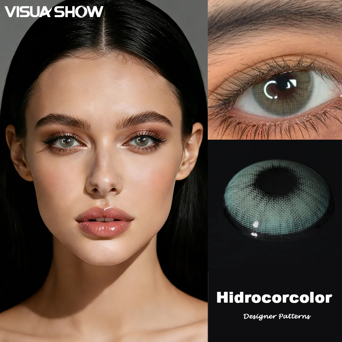 VISUASHOW Hidrocor ocre Lcy gris lentes de contacto de Color Natural 1 par de lentes de contacto de belleza para ojos grandes lentes de colores para