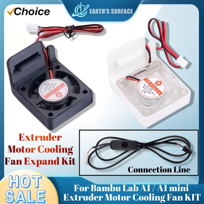 

Extruder Motor Cooling Fan Expand Kit For Bambu Lab A1 / A1 mini Fast Cooling With Independence Switch 3D Printer Accessories