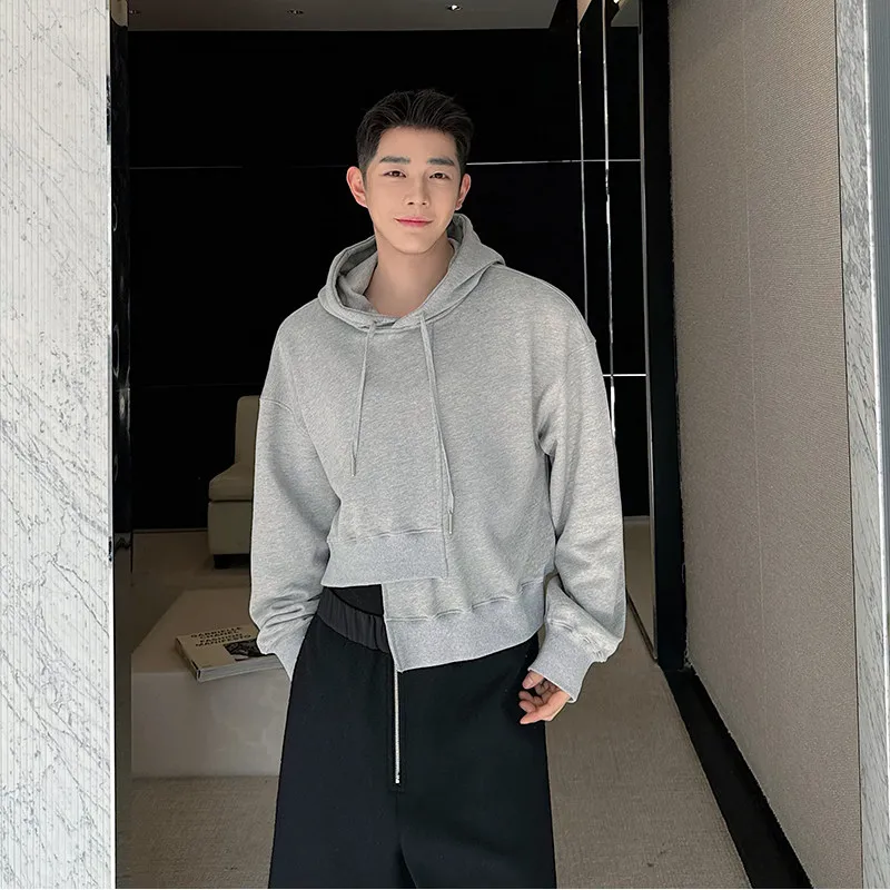 

Весенне-осенняя мужская толстовка с высокой талией, свободного кроя, с асимметричным подолом, повседневная, удобная, укороченная, для пар