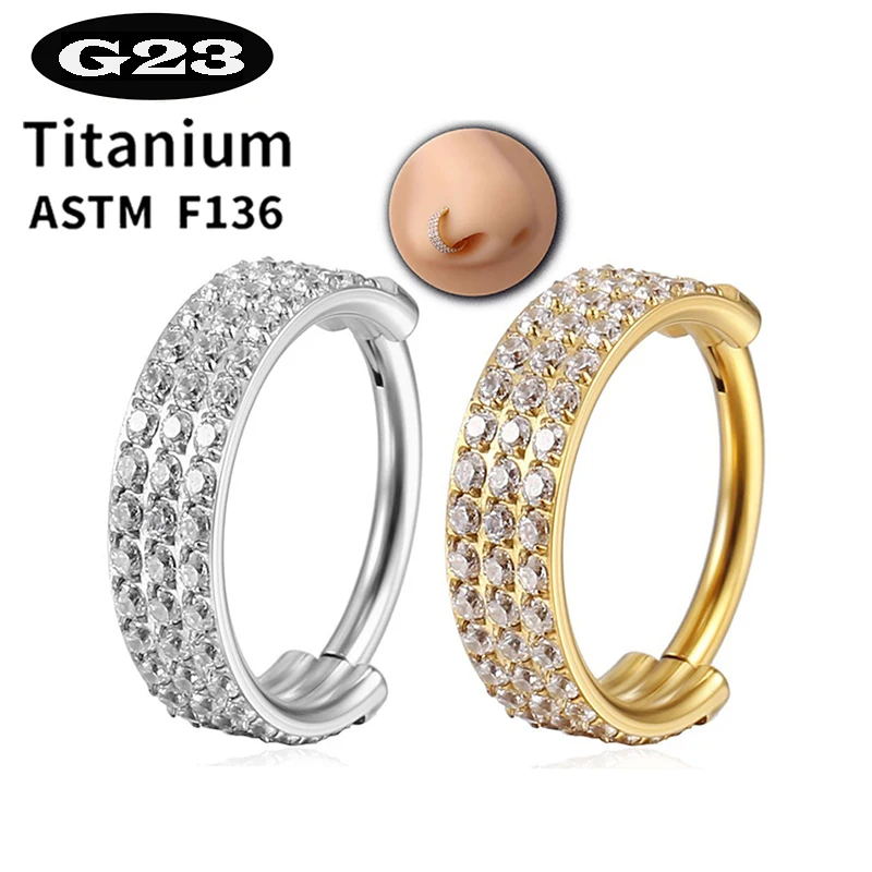 

1PC G23 Titanium Piercing Clicker Conch Earring Nose Ring Hinged Segment CZ 3 Row Hoop Cartilage DaithTragus Helix Lobe Jewelry