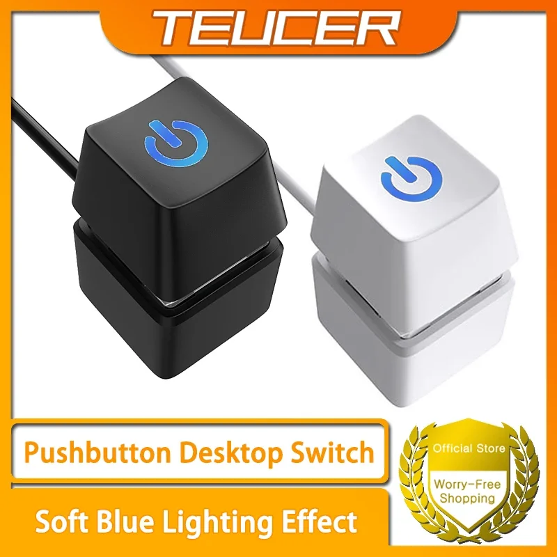 PC Desktop Power Switch 18m Blue LED เมนบอร์ดภายนอกปุ่มเริ่มต้นสายสําหรับ Home Office คอมพิวเตอร์