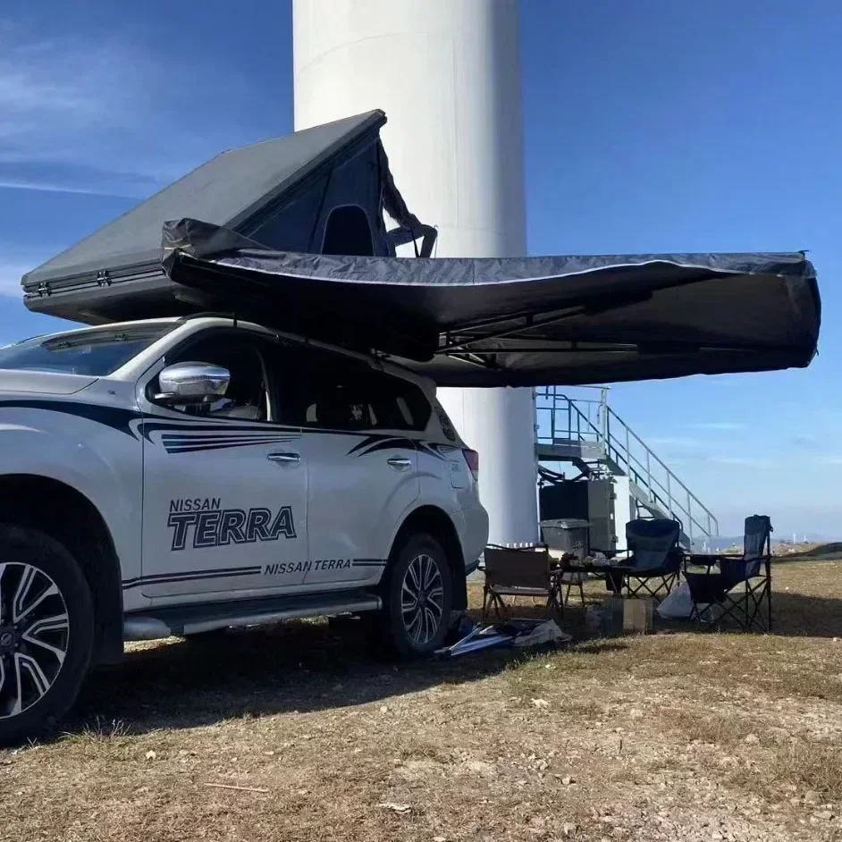 

Custom Outdoor Camping Freestanding Awning 4x4 Car Roof Side Awning 270 Degree Foxwing Awning