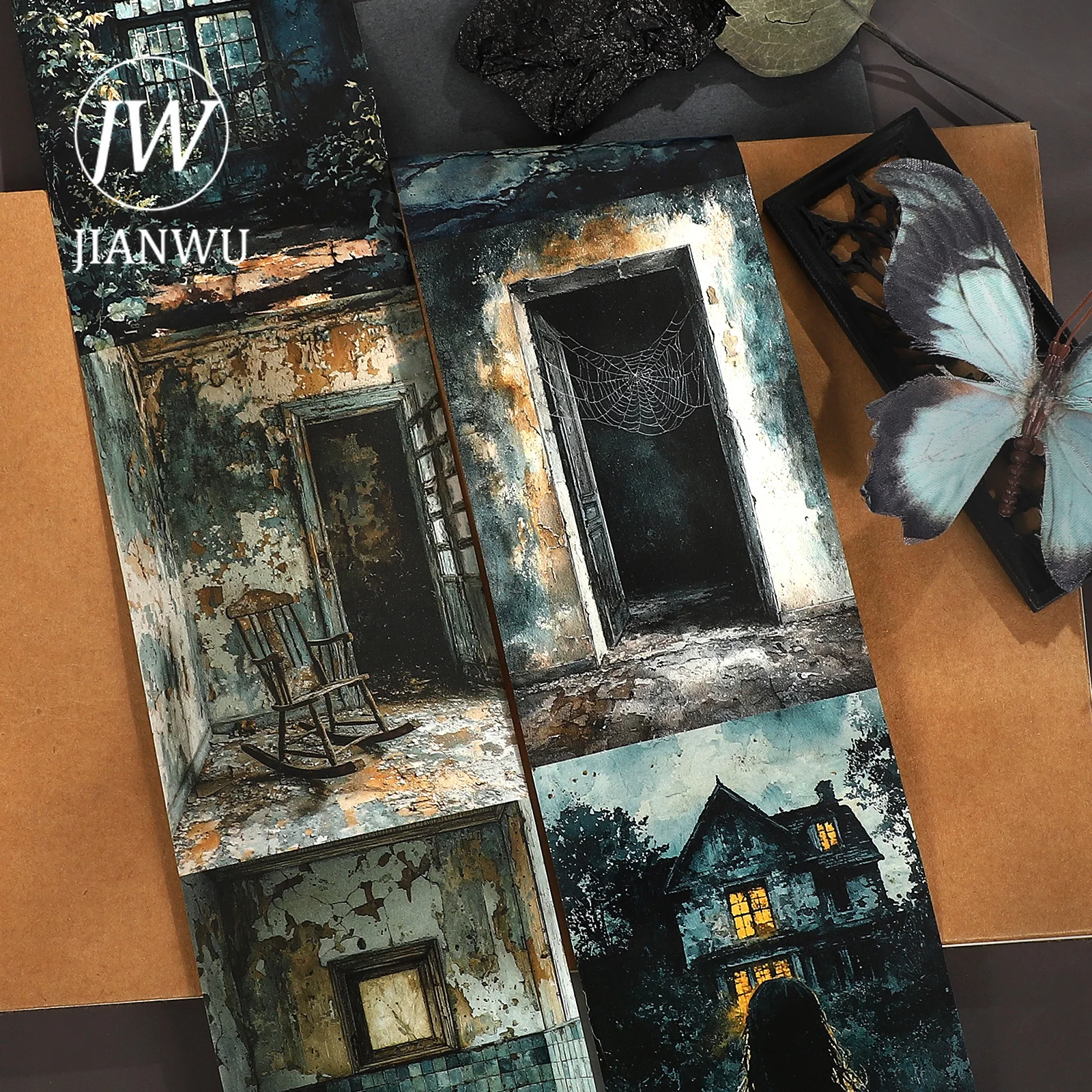 JIANWU 80mm*212cm Vintage Abandoned Manor Landscape Material Collage Scrapbooking Washi Tape Creative DIY Journal Stationery