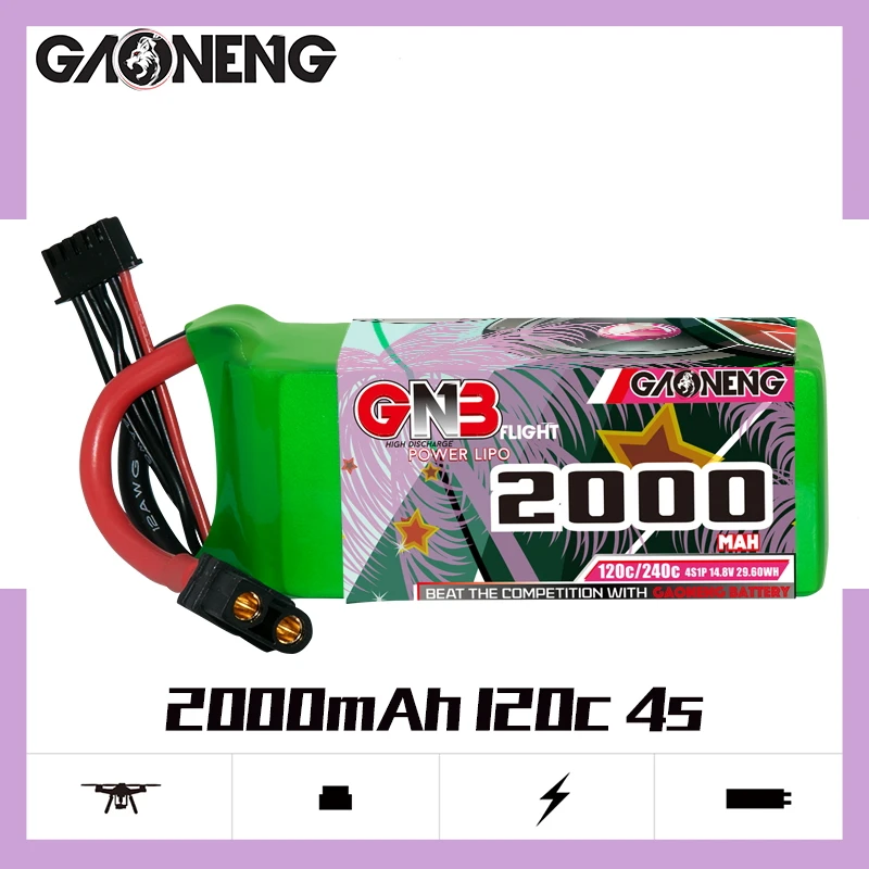 

GAONENG GNB 2000MAH 14.8V 4S 120C XT60 RC LiPo Battery Drone FPV Free Style Long Range