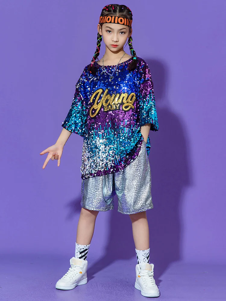 Children's hip-hop jazz cheerleading dance street dance performance costume band stage outfit drum sequin performance set boys