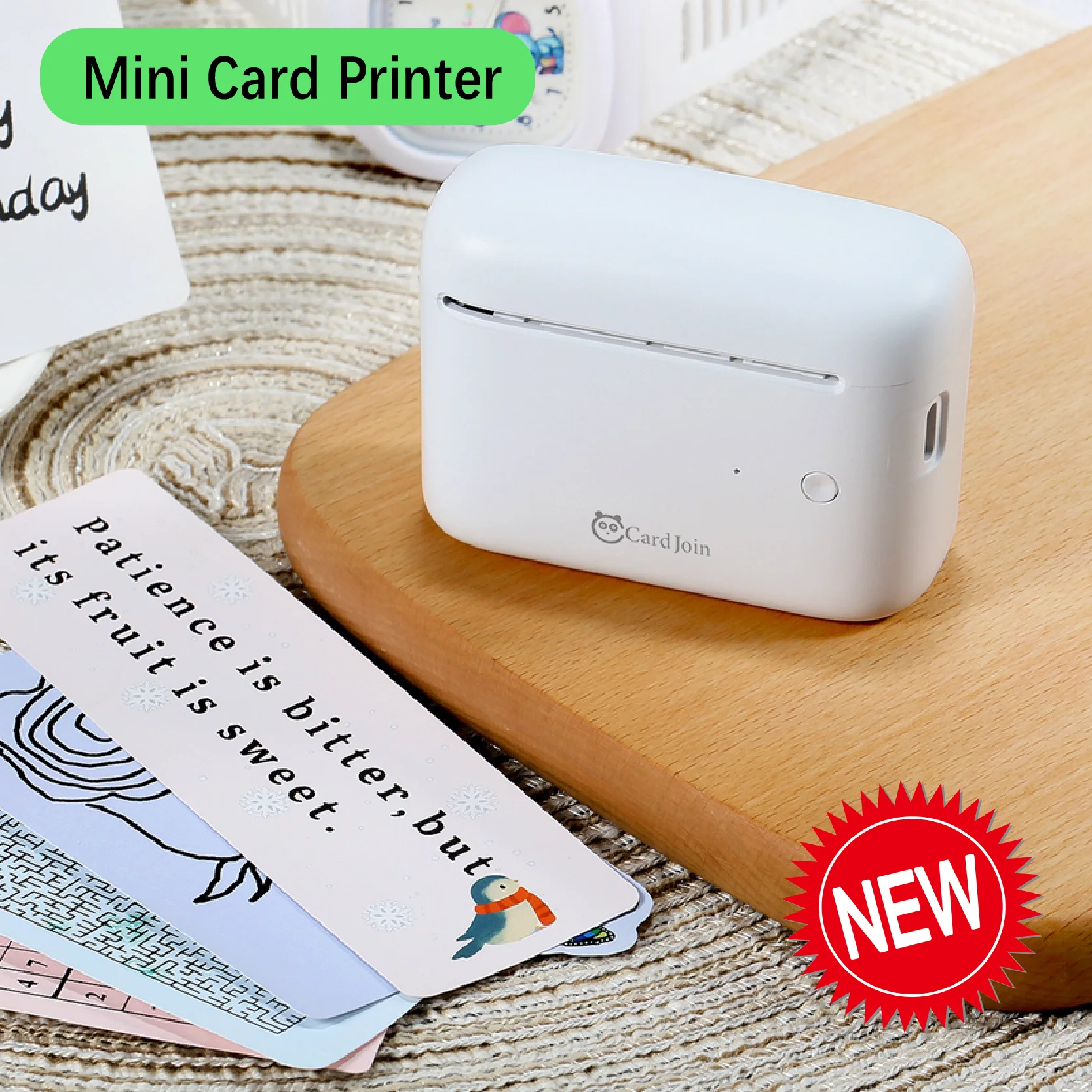 CardJoin CJ01 Portable Mini Thermal  Multifunctional Card Printer  Cardstock Label Bookmark Sticker BT 203dpi