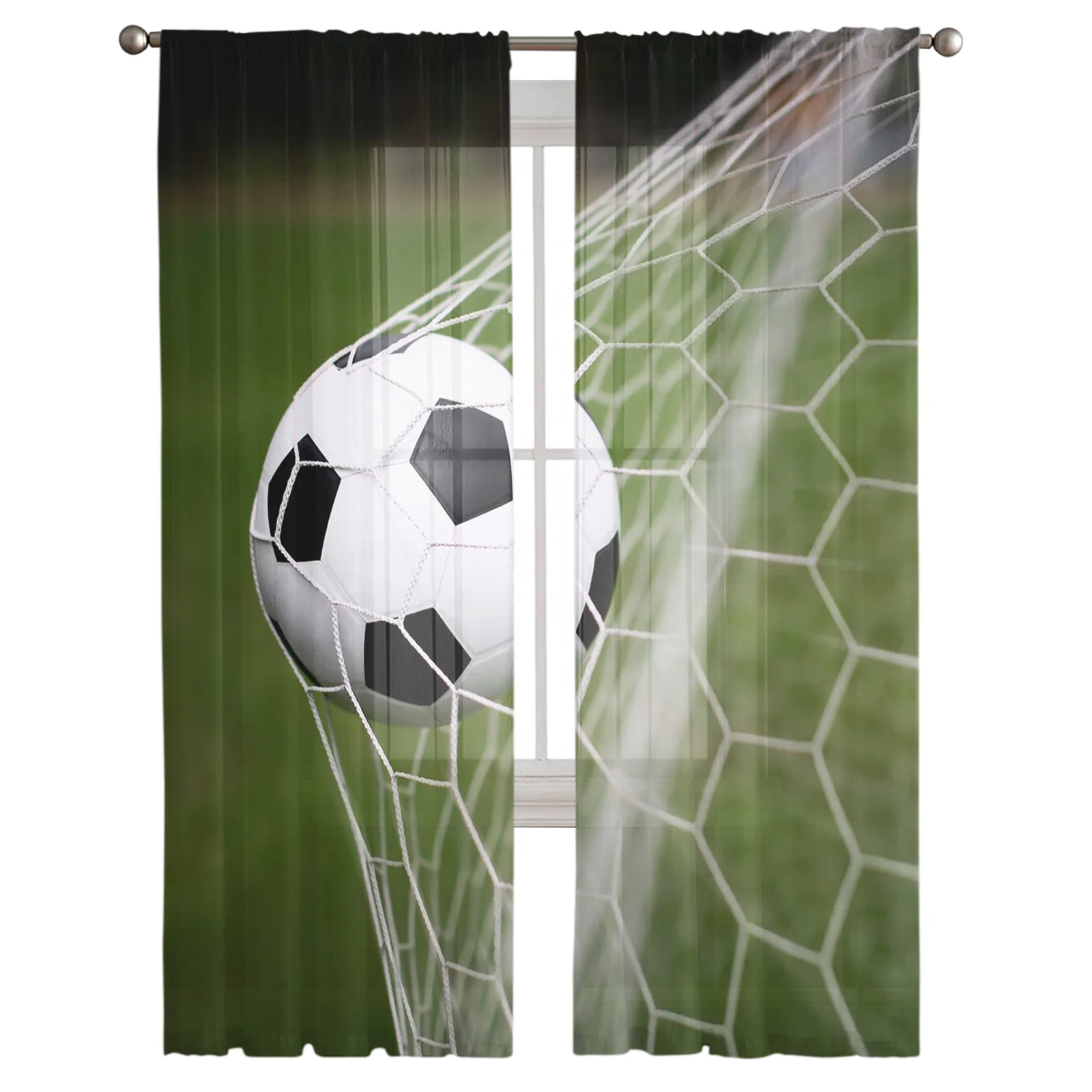 Football Goal Net Lawn Sheer Curtain for Living Room Bedroom Voile Drape Kitchen Window Tulle Curtains Home Essentials