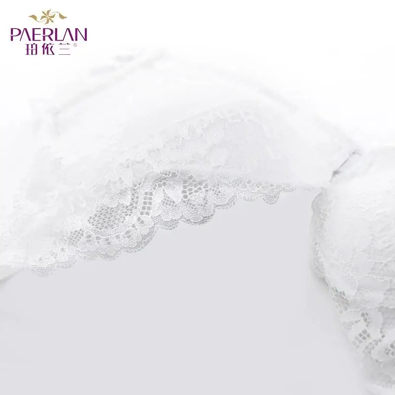 Sexy Push Up Thin Lace Bra Floral Bow Front Closure Seamless Wire Free Small Breast White 1/2 Cup Women Underwear
