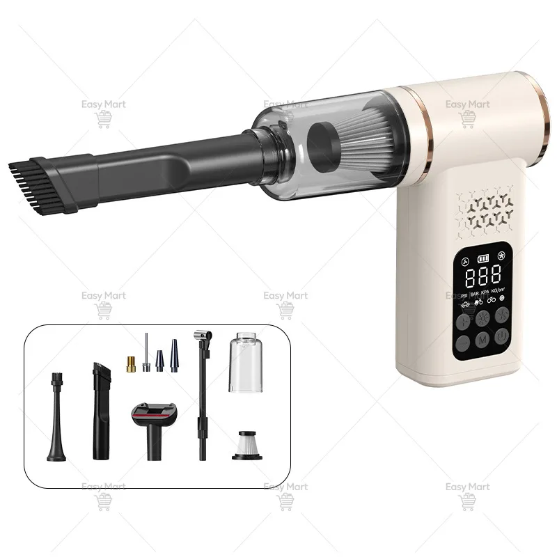 2 in 1 Cordless Car Vacuum Cleaner and Air Compressor, Portable Auto Tire Inflator Pump with Digital Display