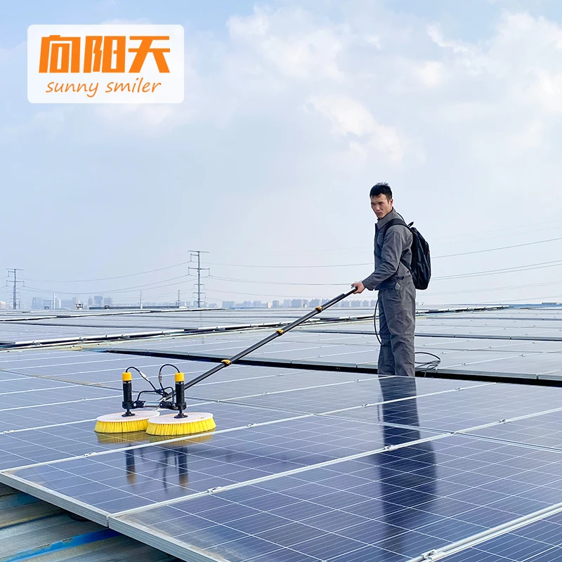 Solar cleaning dual brush solar panel cleaning equipment can be equipped with lithium battery brush motors