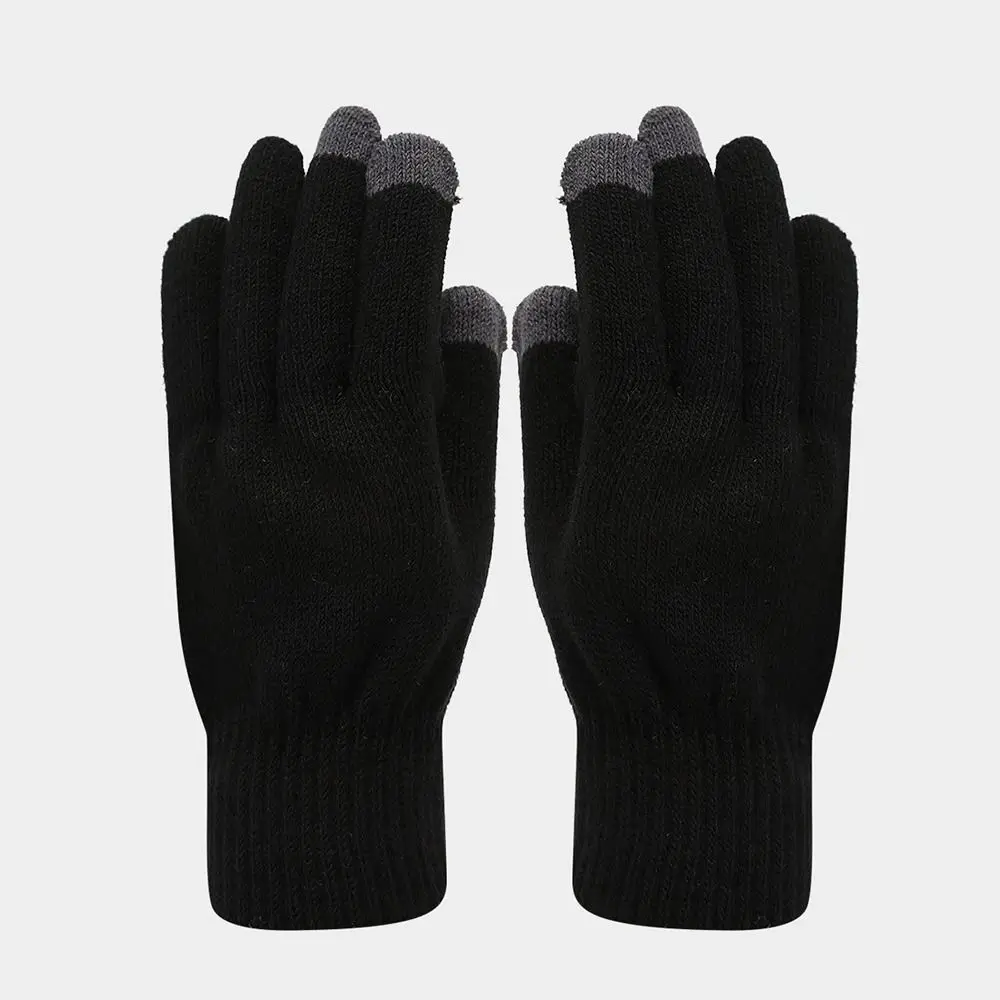 3Pcs/Set Warm Winter Hat Scarf Gloves Set Windproof Thicken Scarf Neck Warmer Soft Elastic Knit Beanie Snood Set for Men Women