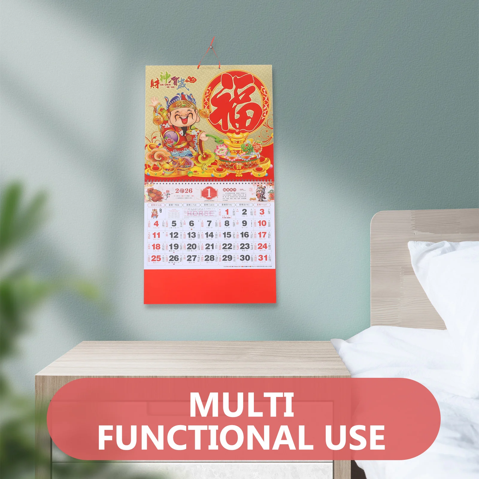 2026 Horse Year Hanging Lunar Wall Calendar Traditional Chinese Tearable Calendar New Year Decoration for Home and Office