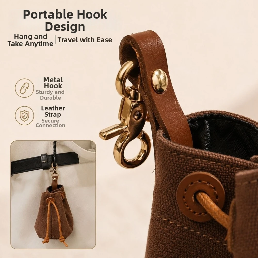Drawstring Portable Pet Snack Bag Canvas Buckle Design Pet Training Snack Pack Waterproof Hands Free Dog Food Pouch Carries
