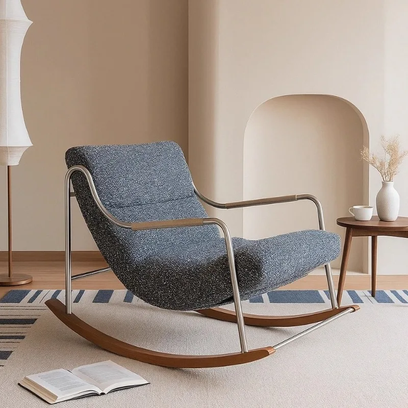 Rocking chair retro light luxury living room reclining chair balcony sleeping stainless steel rocking chair leisure single chair