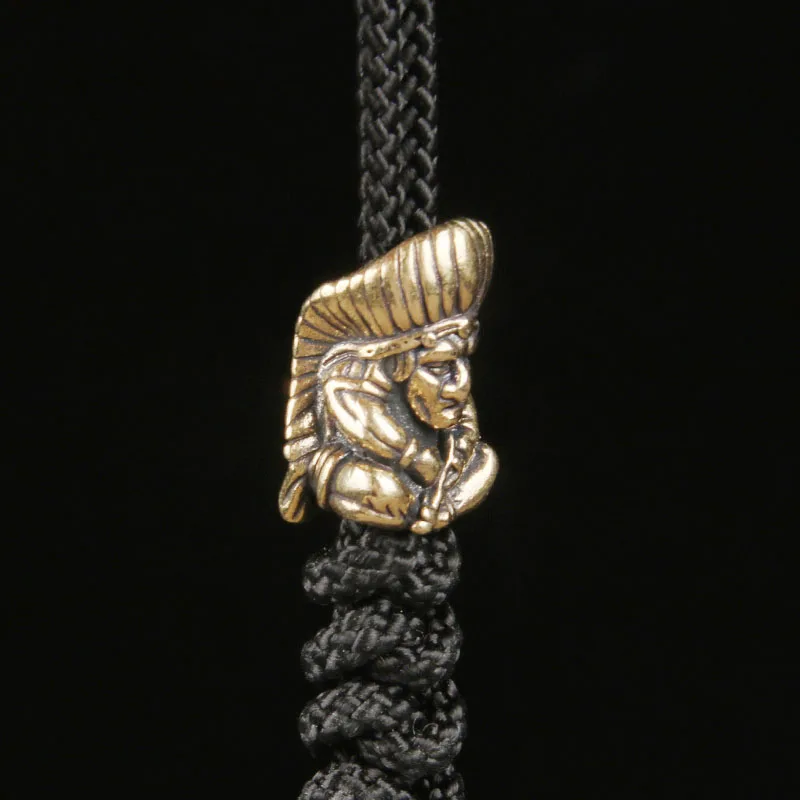 2026 Hot Sale Brass Native American EDC Knife Pendant Vintage Paracord Bead Keychain Handmade Jewelry Accessory